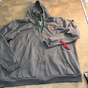 Adidas Full Zip Hoodie Mens 3XLT Grey Miami Hurricanes Aeroready 1234